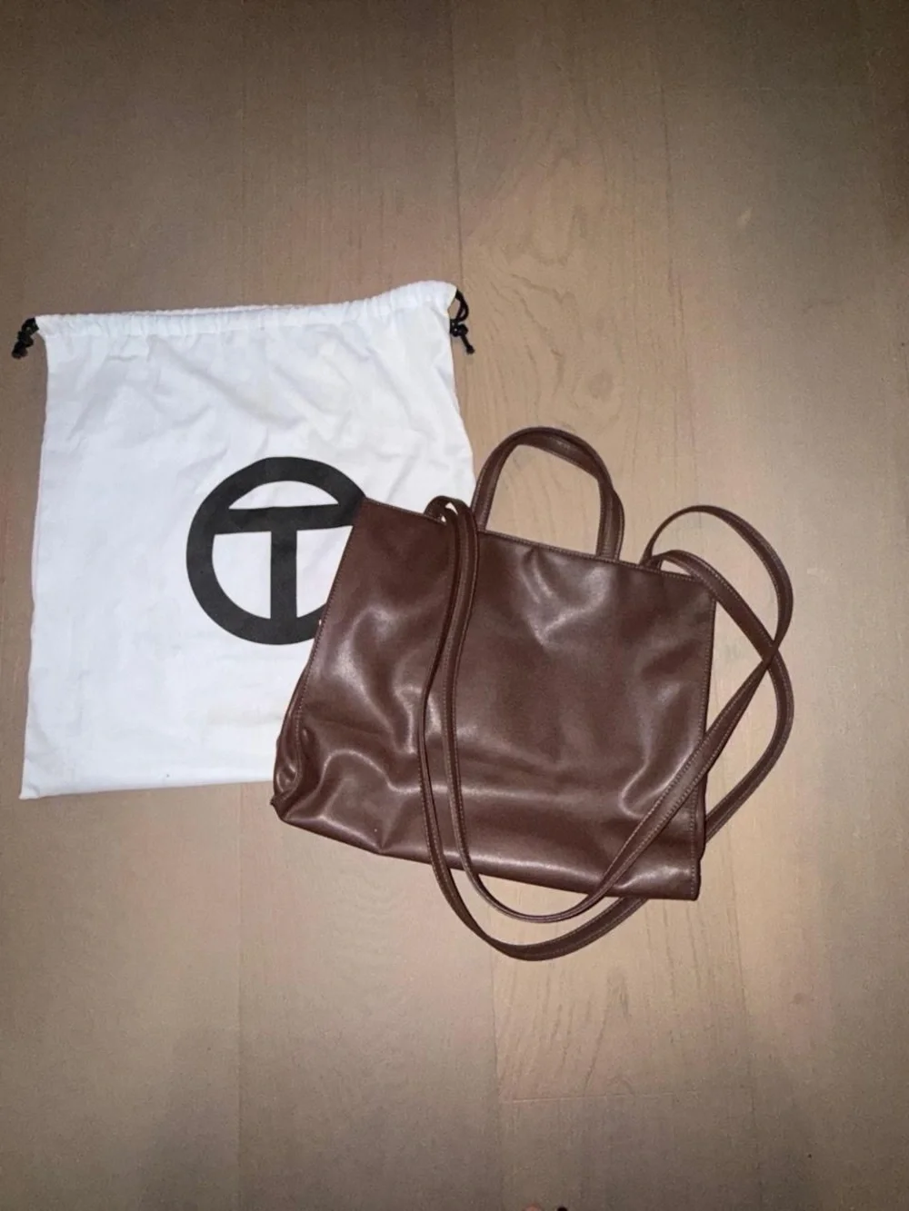 Telfar Chocolate Brown Logo Leather Tote